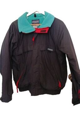 VTG Lands' end ULTREX jacket black Teal fleece lining red zipper medium Men's